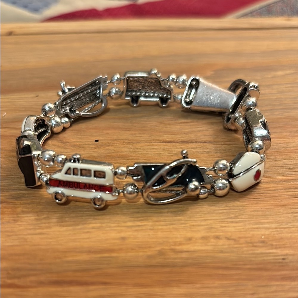 Vintage, Silvertone, Medical themed bracelet